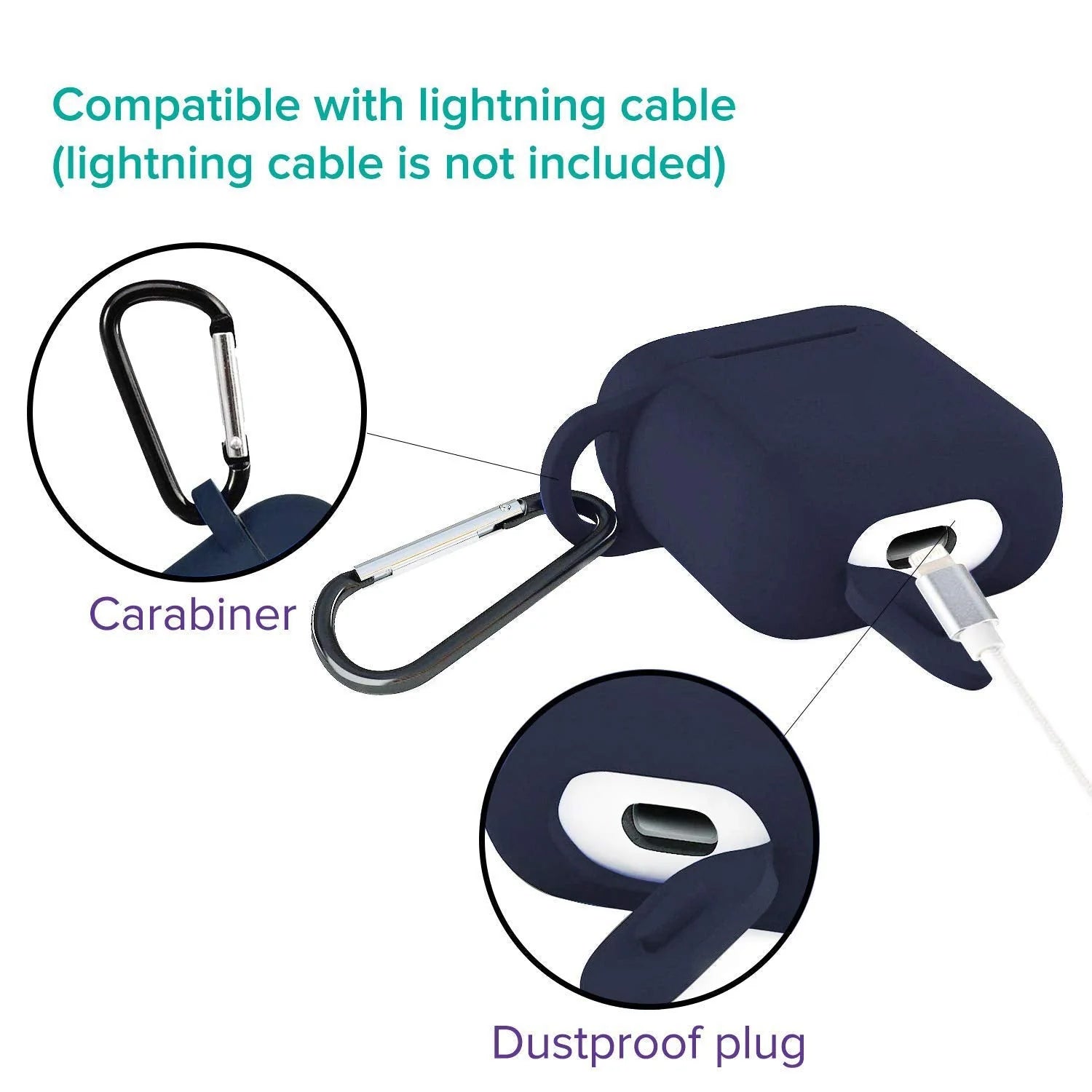 6473 Silicone Shockproof Protection Wireless Headphones Carrying Box Cover with Metal Keychain 6473 Silicone Shockproof Protection Wireless Headphones Carrying Box Cover with Metal Keychain
